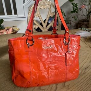 Coach Vibrant Orange Patent Leather Shoulder Bag